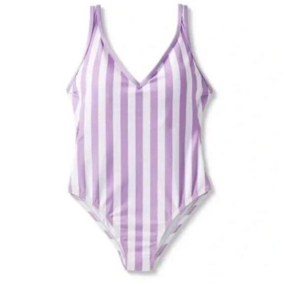 Kona Sol V-Neck StripedOver the Shoulder High Leg One Piece Swimsuit | XL | NWOT - Picture 3 of 7